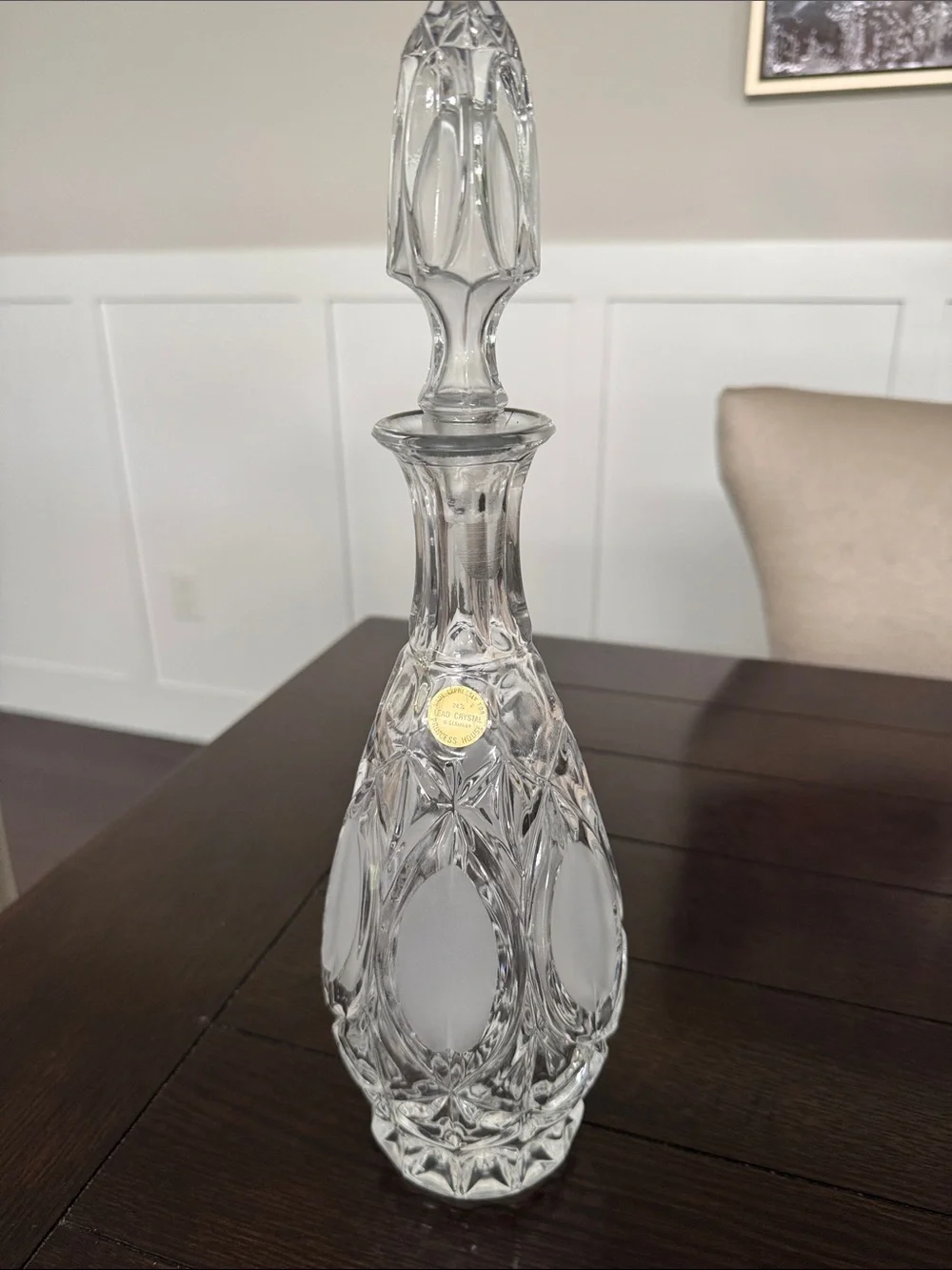 Princess House Cut Crystal Decanter with Stopper - Crystal 24 Lead - W. Germany